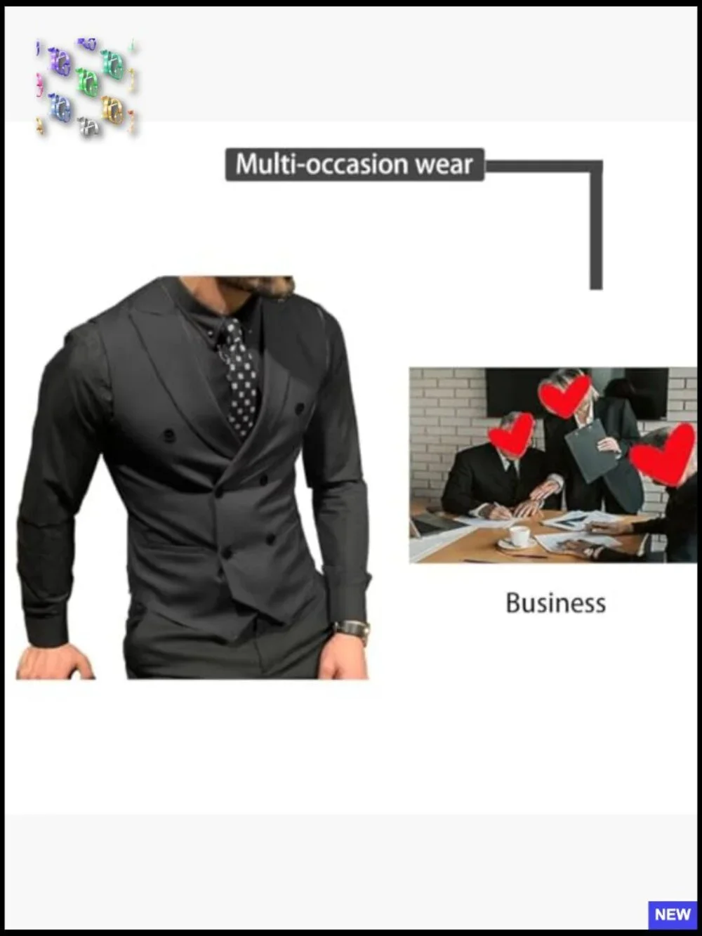 Slim Fit Double Breasted Vest Formal Elegant Wedding Groom Business Casual